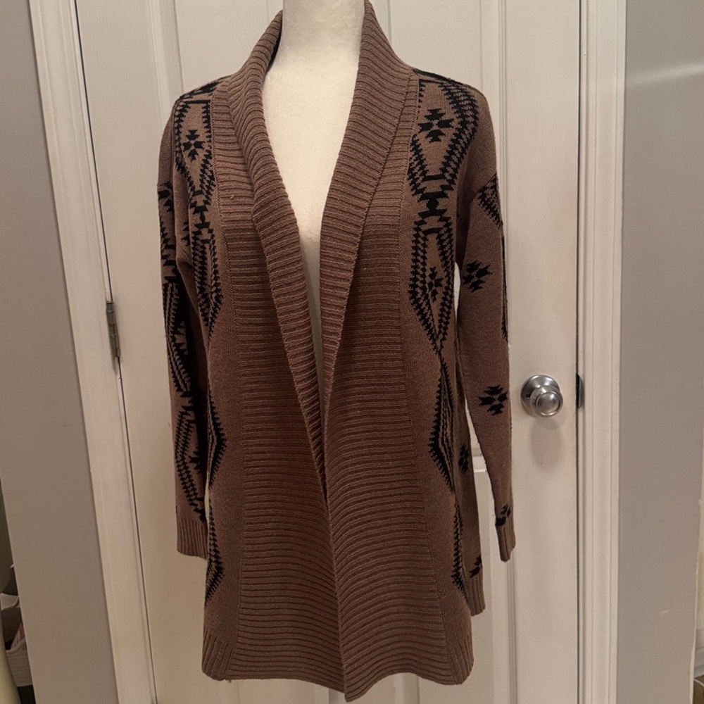 Cozy Tan and Black Patterned Women's Sweater